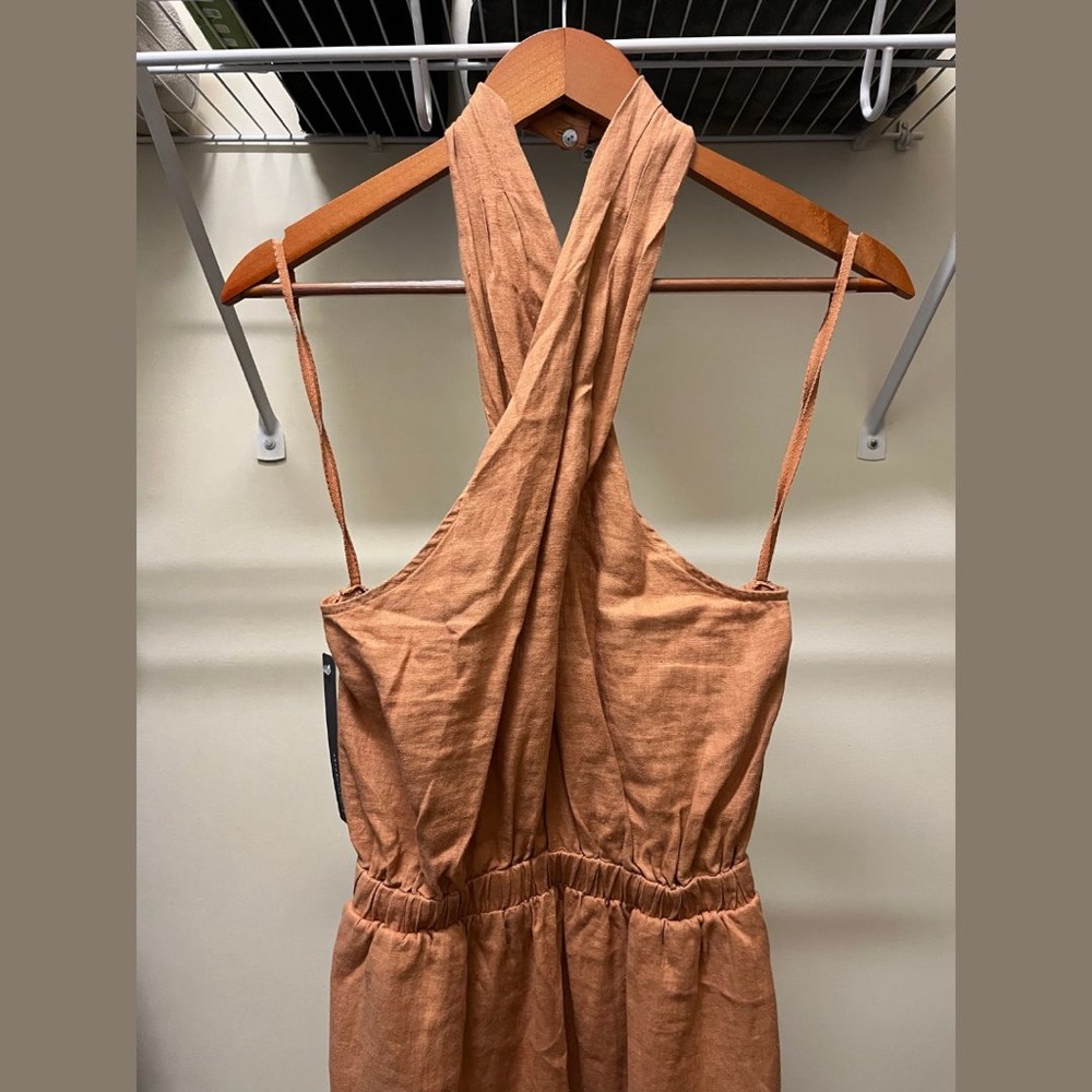 Anthropologie Cloth & Stone NWT linen cross-halter maxi dress (small) - Picture 6 of 11